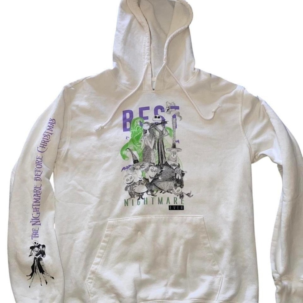 Disney Nightmare Before‎ Christmas Hoodie Best Nightmare Ever White Womens M 7-9